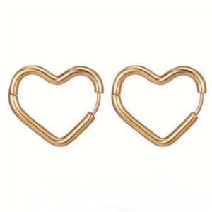 New! 18K Gold Plated Heart Huggie Earrings (1069) NWOT